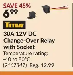 Princess Auto TITAN 30A 12V DC Change-Over Relay with Socket offer