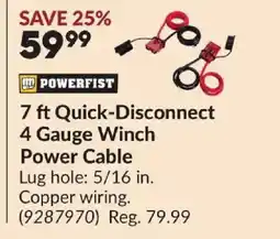 Princess Auto POWERFIST 7 ft Quick-Disconnect 4 Gauge Winch Power Cable offer