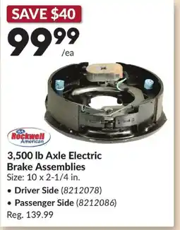 Princess Auto Bockwell 3,500 lb axle electric brake assemblies size: 10 x 2-1/4 in. offer