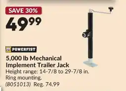 Princess Auto POWERFIST 5,000 lb Mechanical Implement Trailer Jack offer