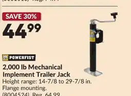 Princess Auto POWERFIST 2,000 lb Mechanical Implement Trailer Jack offer