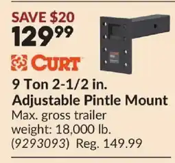 Princess Auto CURT 9 Ton 2-1/2 in. Adjustable Pintle Mount offer