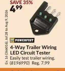 Princess Auto POWERFIST 4-Way Trailer Wiring LED Circuit Tester offer