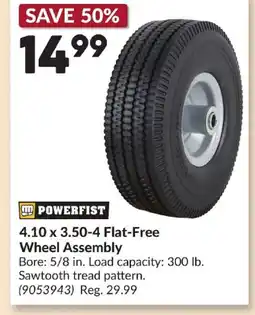 Princess Auto POWERFIST 4.10 x 3.50-4 Flat-Free Wheel Assembly offer
