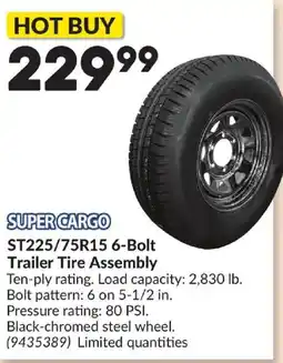 Princess Auto SUPER CARGO ST225/75R15 6-Bolt Trailer Tire Assembly offer