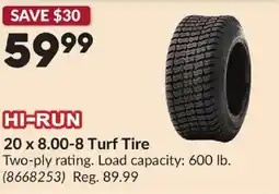 Princess Auto HI-RUN 20 x 8.00-8 Turf Tire offer