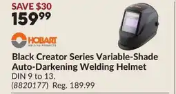 Princess Auto HOBART Black Creator Series Variable-Shade Auto-Darkening Welding Helmet offer