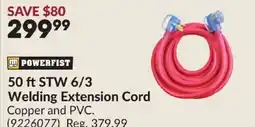 Princess Auto POWERFIST 50 ft STW 6/3 Welding Extension Cord offer
