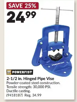 Princess Auto POWERFIST 2-1/2 in. Hinged Pipe Vise offer