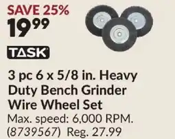 Princess Auto TASK 3 pc 6 x 5/8 in. Heavy Duty Bench Grinder Wire Wheel Set offer