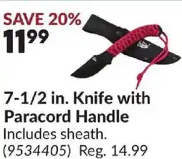 Princess Auto 7-1/2 in. Knife with Paracord Handle offer
