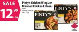 Co-op Pinty's Chicken Wings or Breaded Chicken Entrées offer