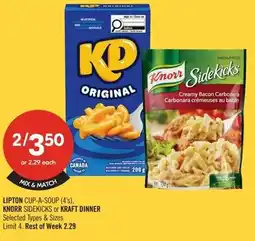 Shoppers Drug Mart Lipton cup-a-soup, knorr sidekicks or kraft dinner offer