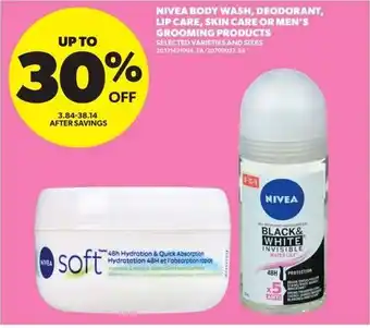 Nivea body wash, deodorant, lip care, skin care or men's grooming products