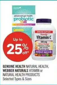 Shoppers Drug Mart Genuine health natural health, webber naturals vitamin or natural offer