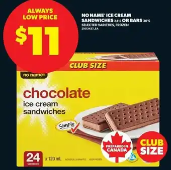 Real Canadian Superstore No Name Ice Cream Sandwiches or Bars offer