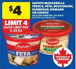 Real Canadian Superstore Saputo Mozzarella Fresca, Feta, Bocconcini, Parmesan, Romano, or Asiago offer