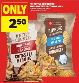Real Canadian Superstore PC Kettle Cooked or Rippled Kettle Potato Chips offer