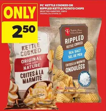 Real Canadian Superstore PC Kettle Cooked or Rippled Kettle Potato Chips offer