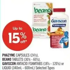 Shoppers Drug Mart Phazyme, beano, gaviscon or liquid offer