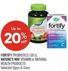 Shoppers Drug Mart Fortify, nature's way or natural health offer