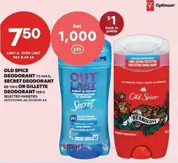 Real Canadian Superstore Old Spice Deodorant, Secret Deodorant, or Gillette Deodorant offer