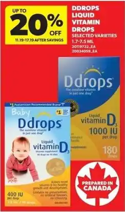 Real Canadian Superstore Ddrops Liquid Vitamin Drops offer