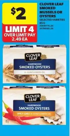 Real Canadian Superstore Clover Leaf Smoked Mussels or Oysters offer