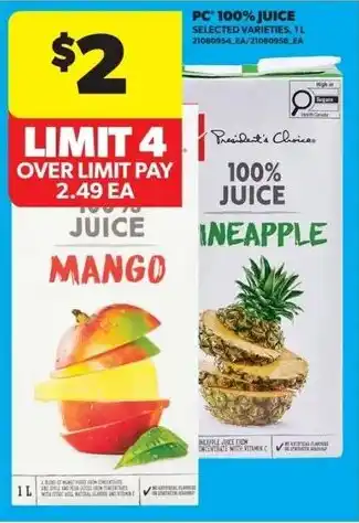 Real Canadian Superstore PC 100% Juice offer