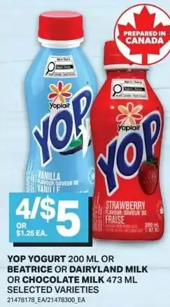 Freshmart Yop yogurt or beatrice or dairyland milk or chocolate milk offer