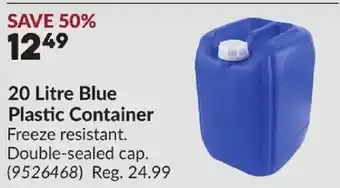 Princess Auto 20 Litre Blue Plastic Container offer