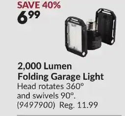 Princess Auto 2,000 Lumen Folding Garage Light offer