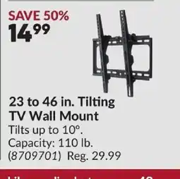 Princess Auto 23 to 46 in. Tilting TV Wall Mount offer