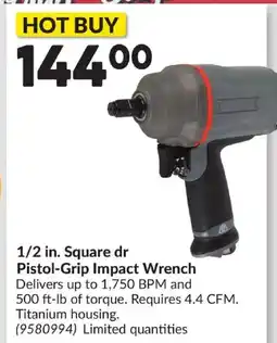 Princess Auto 1/2 in. Square dr Pistol-Grip Impact Wrench offer
