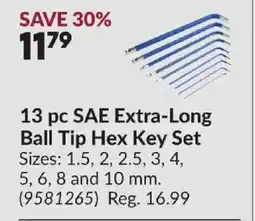 Princess Auto 13 pc SAE Extra-Long Ball Tip Hex Key Set offer