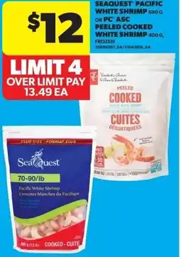 Real Canadian Superstore Seaquest pacific white shrimp or pc asc peeled cooked white shrimp offer