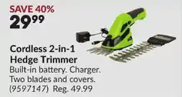 Princess Auto Cordless 2-in-1 Hedge Trimmer offer