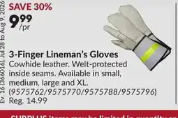 Princess Auto 3-Finger Lineman's Gloves offer