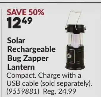 Princess Auto Solar Rechargeable Bug Zapper Lantern offer