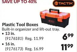 Princess Auto TACTIX Plastic Tool Boxes offer