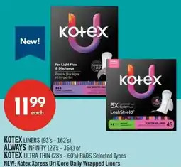 Shoppers Drug Mart New kotex xpress dri core daily wrapped liners offer