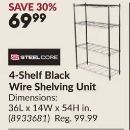 Princess Auto STEEL CORE 4-Shelf Black Wire Shelving Unit offer