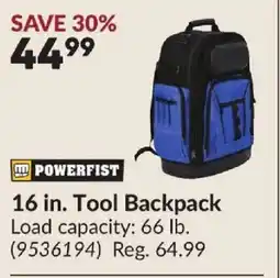 Princess Auto POWERFIST Tool Backpack offer