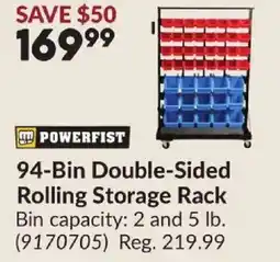 Princess Auto POWERFIST Bin Double-Sided Rolling Storage Rack offer