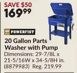 Princess Auto POWERFIST 20 Gallon Parts Washer with Pump offer