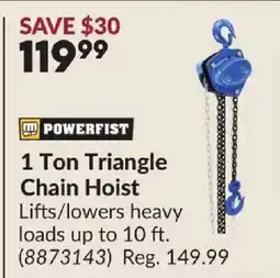 Princess Auto POWERFIST 1 Ton Triangle Chain Hoist offer