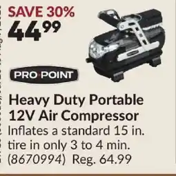 Princess Auto PRO POINT Heavy Duty Portable 12V Air Compressor offer