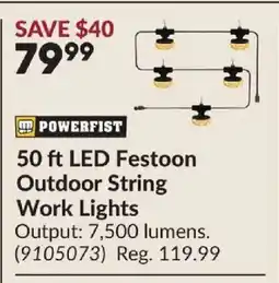 Princess Auto POWERFIST LED Festoon Outdoor String Work Lights offer