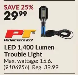 Princess Auto PERFORMANCE TOOL LED 1,400 Lumen Trouble Light offer