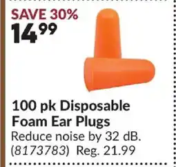 Princess Auto 100 pk Disposable Foam Ear Plugs offer